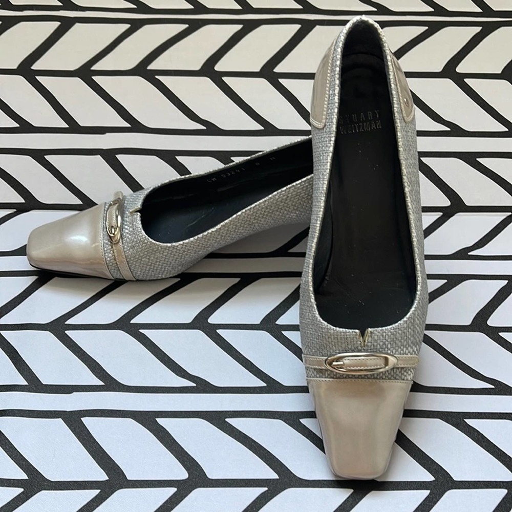 Stuart Weitzman Narrow tweed/leather pump